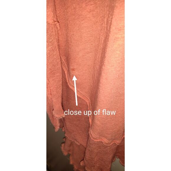 We The Free People Top Womens S Coral Lagenlook Linen Blend Oversized Tshirt - Picture 10 of 16